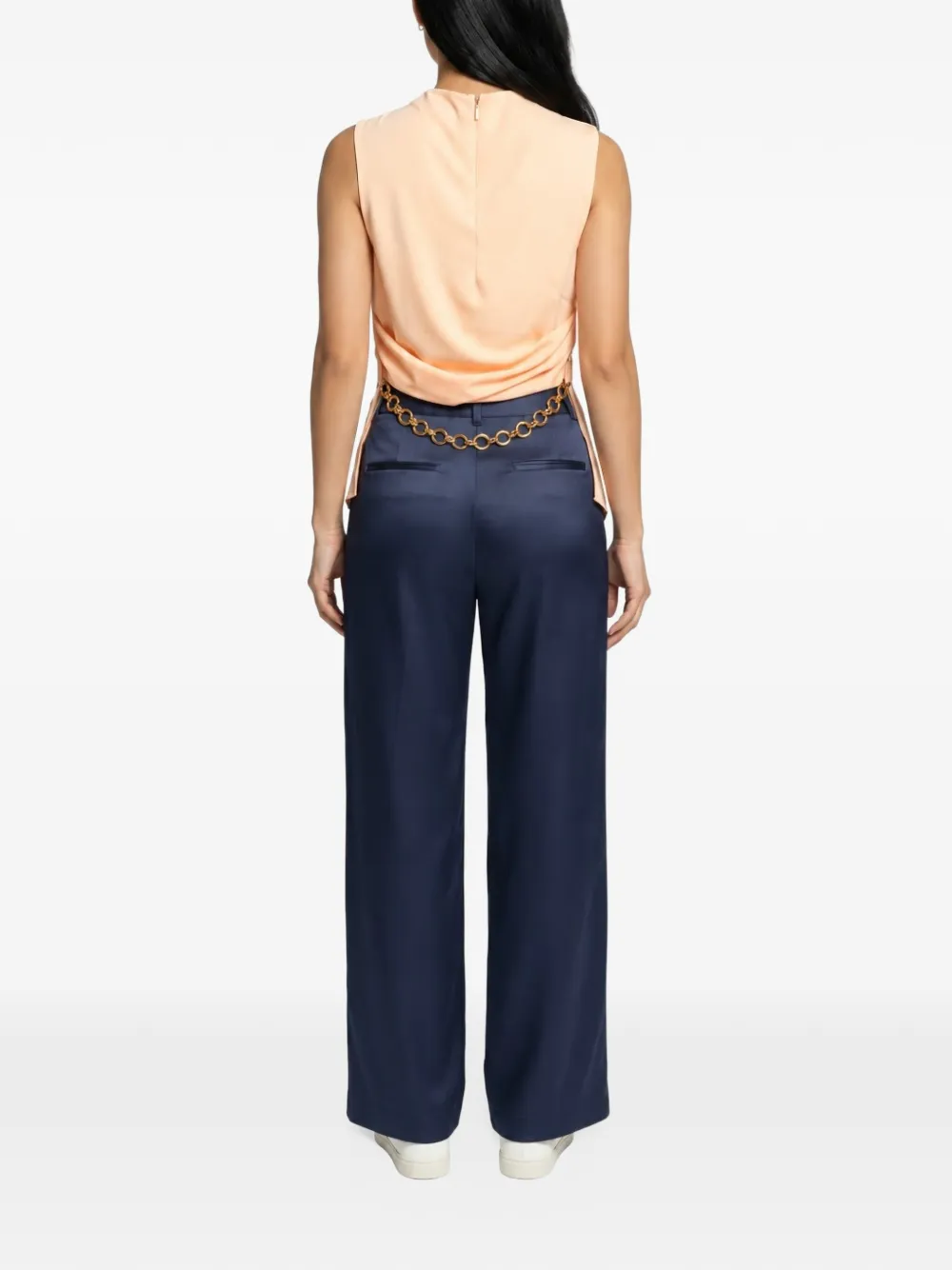 GUESS USA Marciano chain-embellished draped blouse Geel