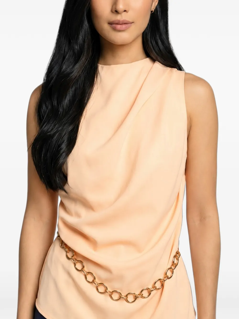 GUESS USA Marciano chain-embellished draped blouse Geel