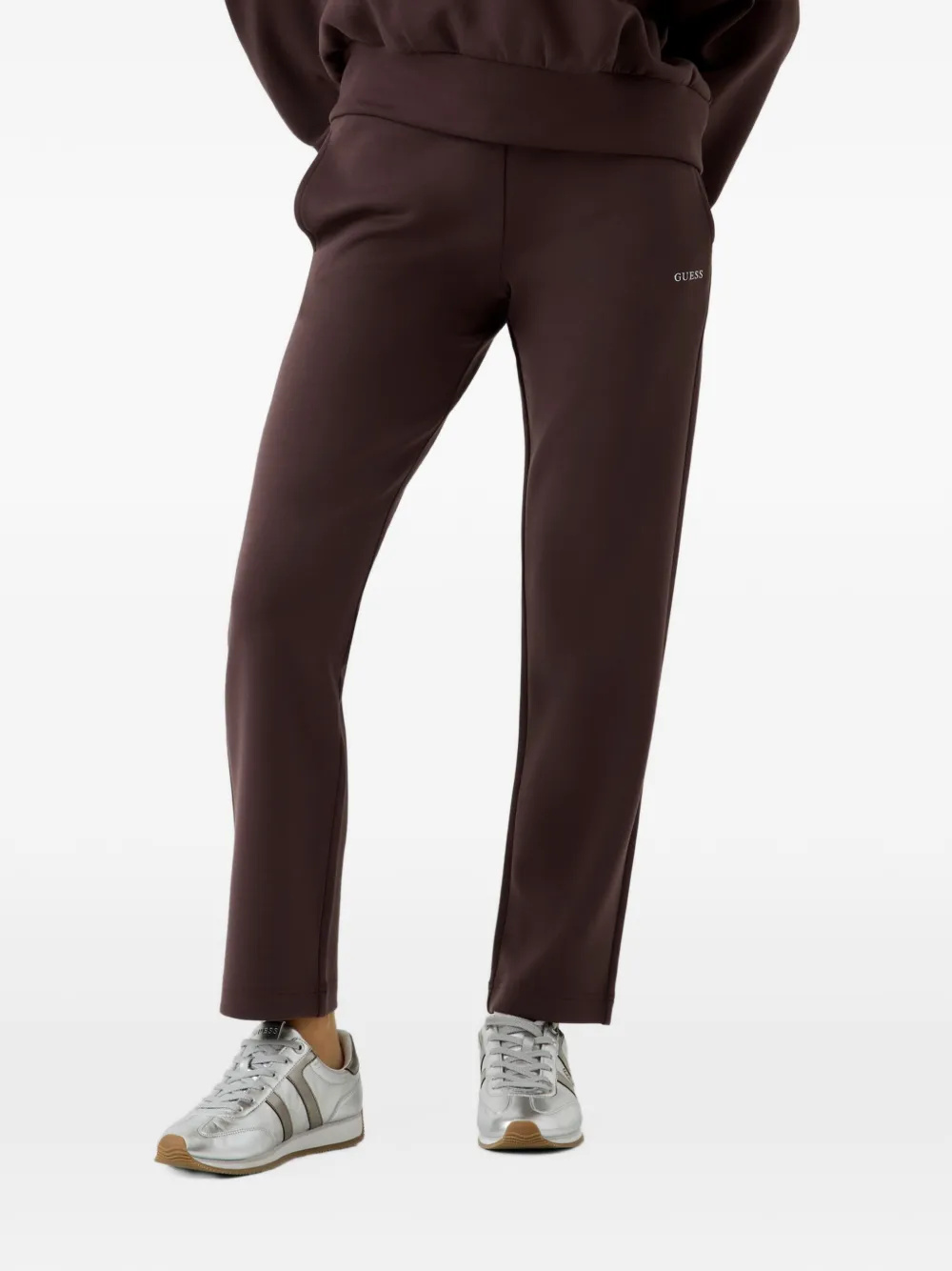 GUESS USA Pantaloni sportivi dritti slim con logo - Marrone