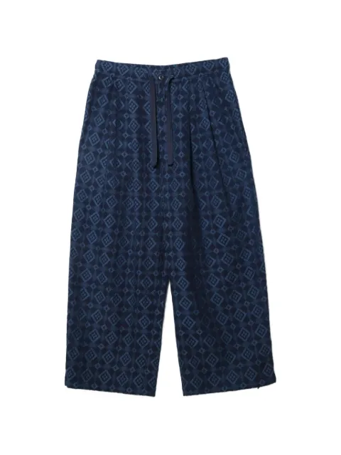 Maharishi Komon Aizome diamond-pattern drawstring trousers