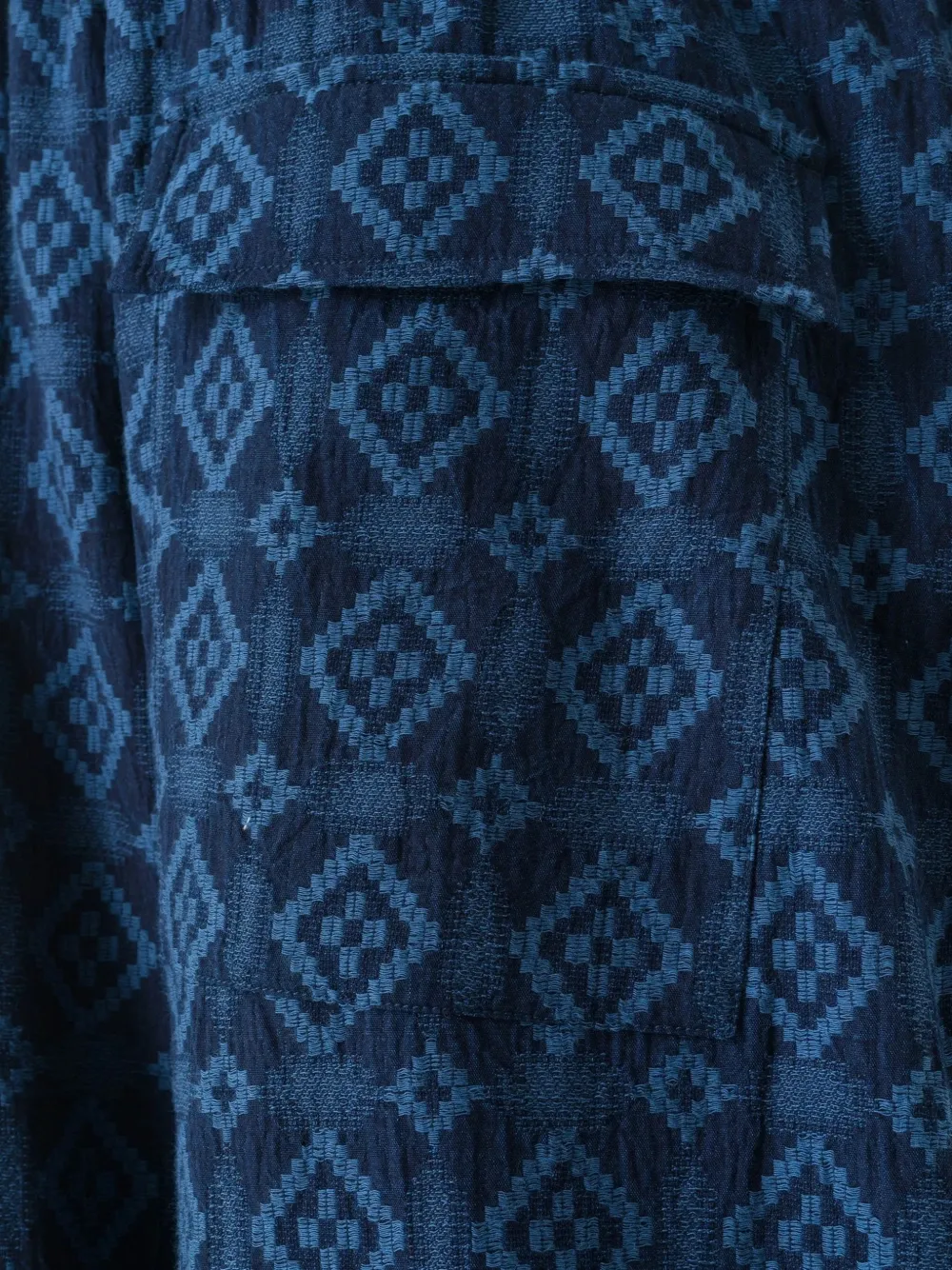 Maharishi Komon Aizome broek met trekkoord en diamantpatroon Blauw