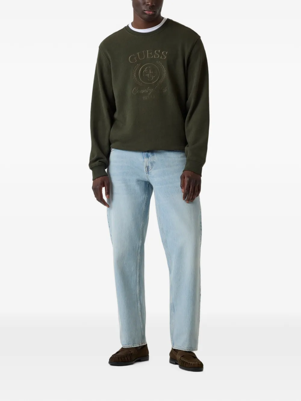 GUESS USA logo-embroidered sweatshirt Groen