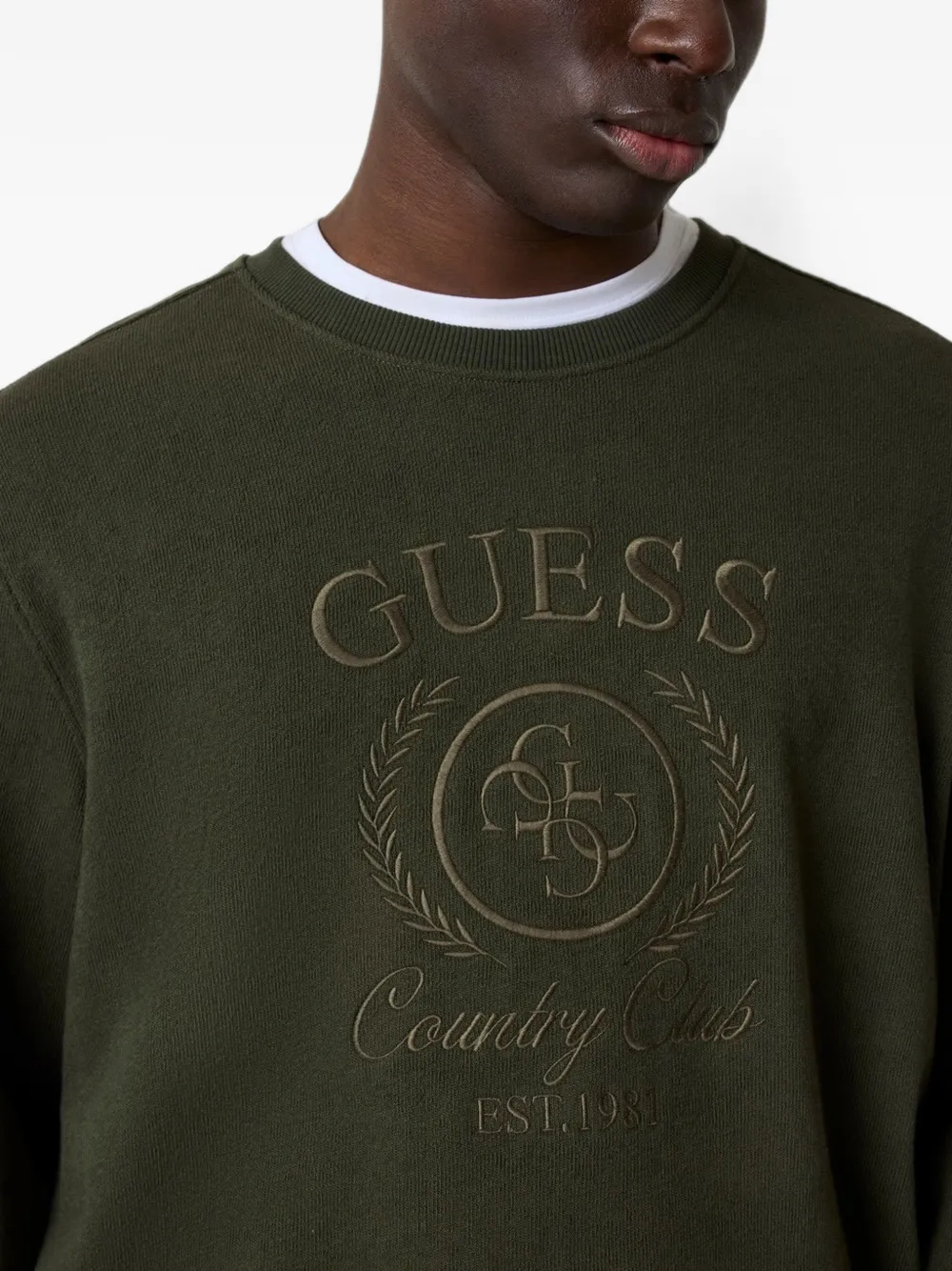 GUESS USA logo-embroidered sweatshirt Groen