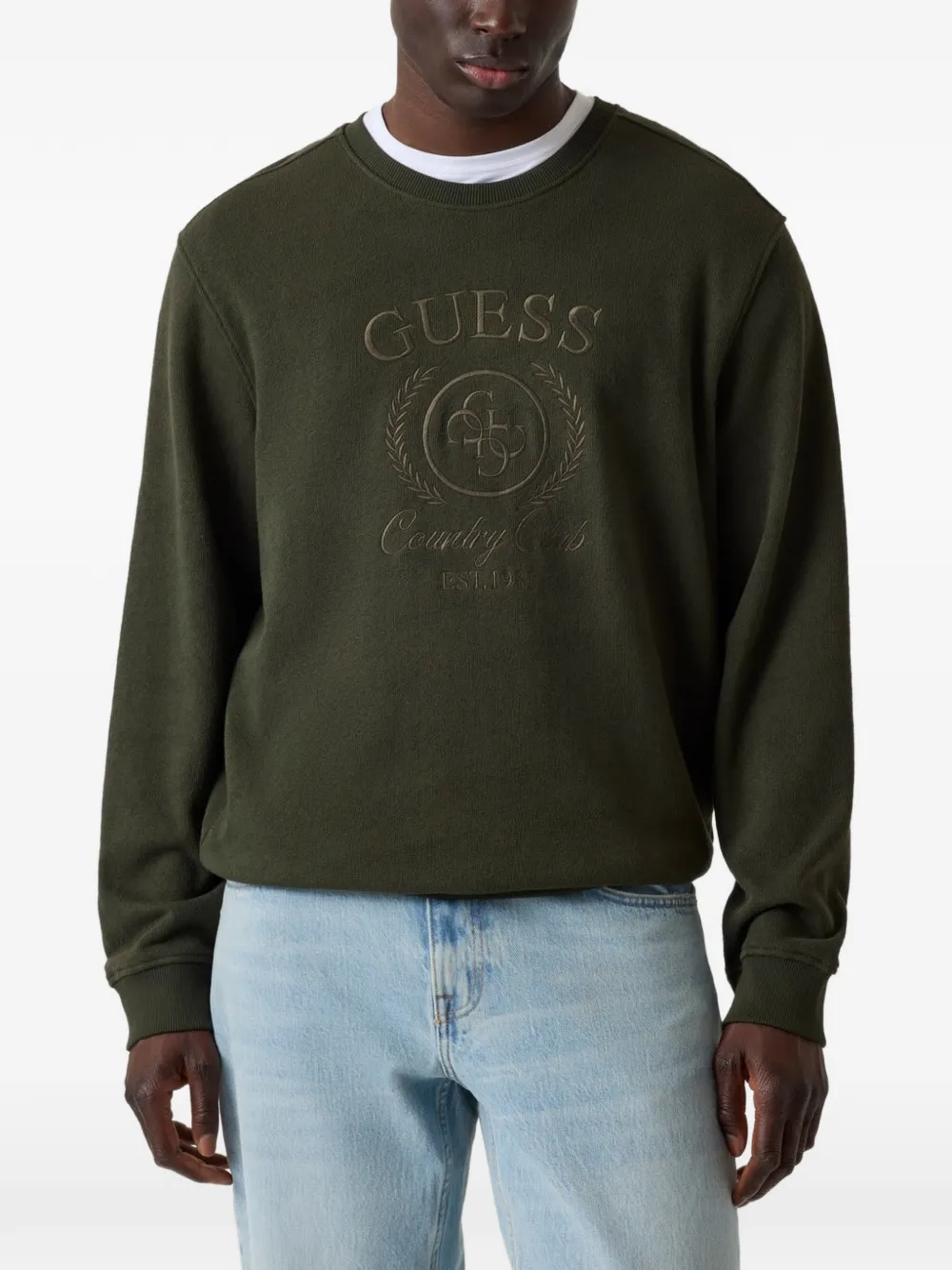 GUESS USA Felpa con logo ricamato - Verde