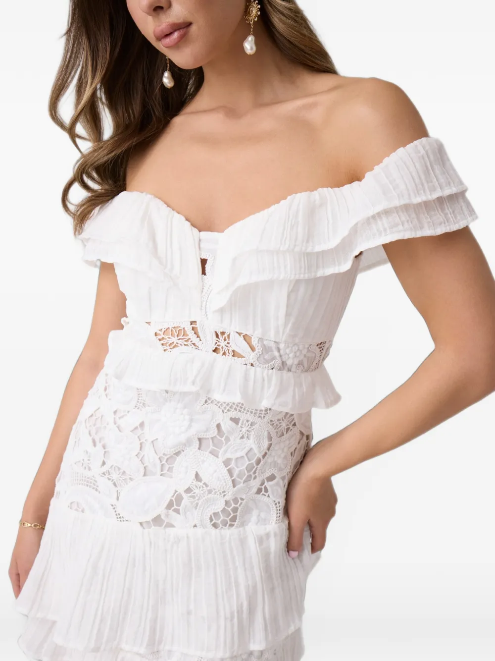 GUESS USA Off-shoulder jurk Wit