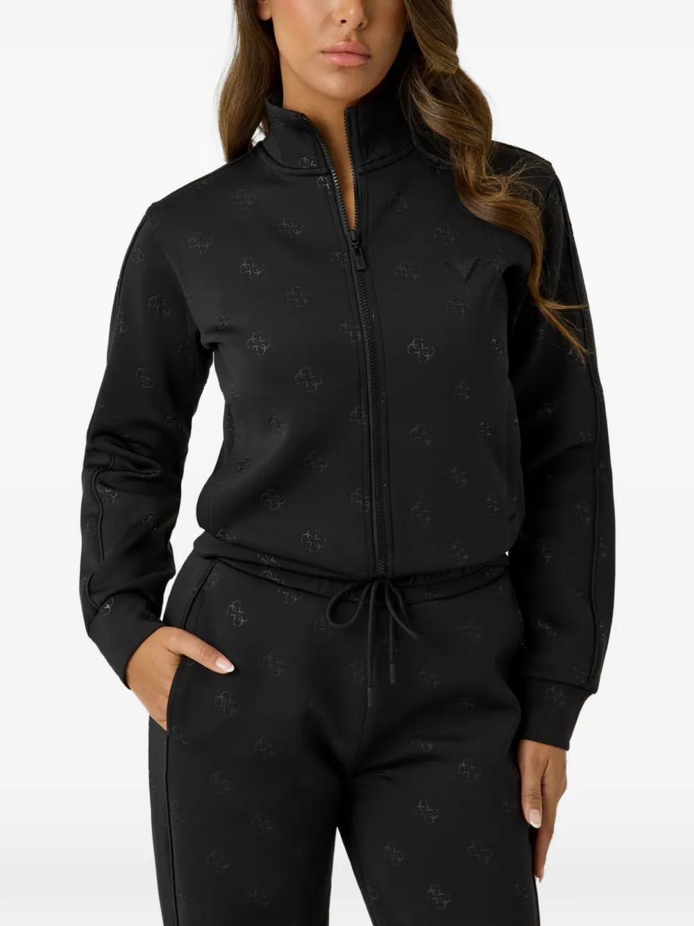 GUESS USA Calista 4G Sweatshirt mit Reißverschluss - Schwarz