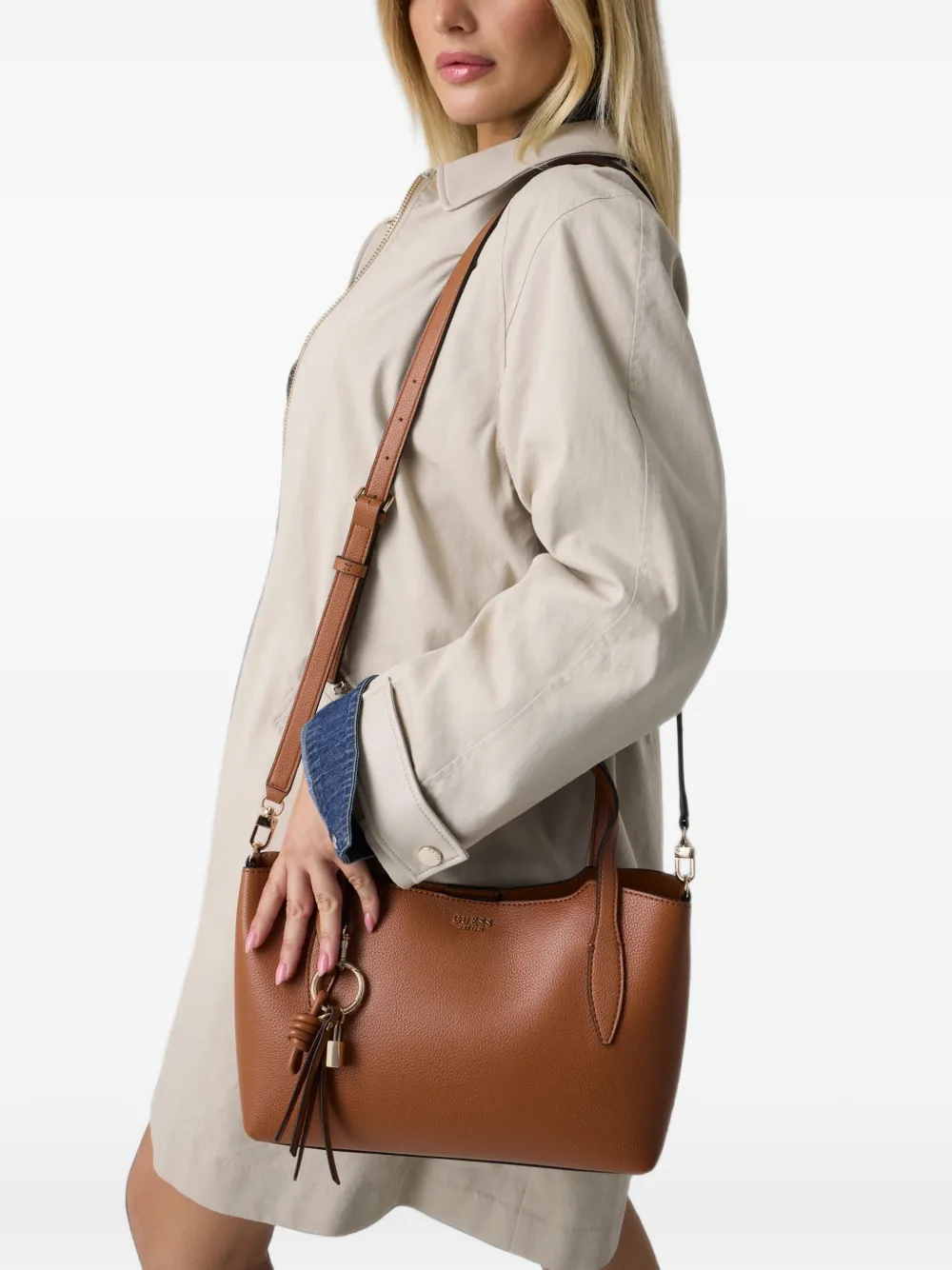 GUESS USA Melody bewerkte shopper Bruin