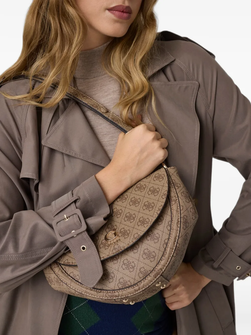 GUESS USA Coleen schoudertas met logoprint Beige