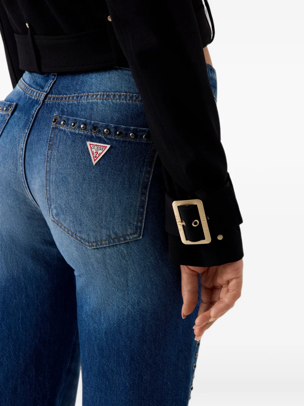 GUESS USA Cropped jack met gespdetail Blauw