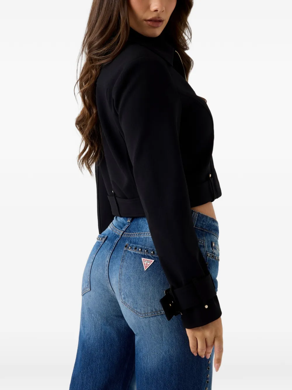 GUESS USA Cropped jack met gespdetail Blauw