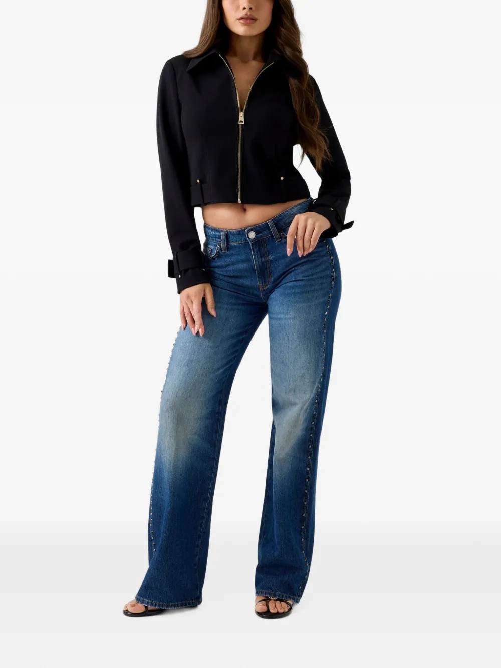 GUESS USA Cropped jack met gespdetail Blauw