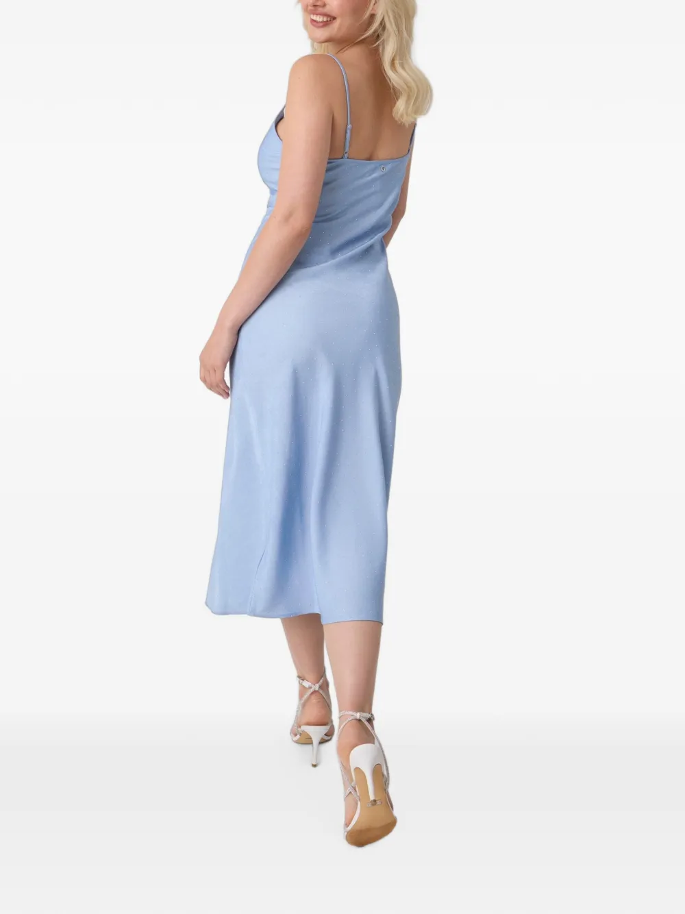 GUESS USA Akilina hotfix-embellished midi dress Blauw