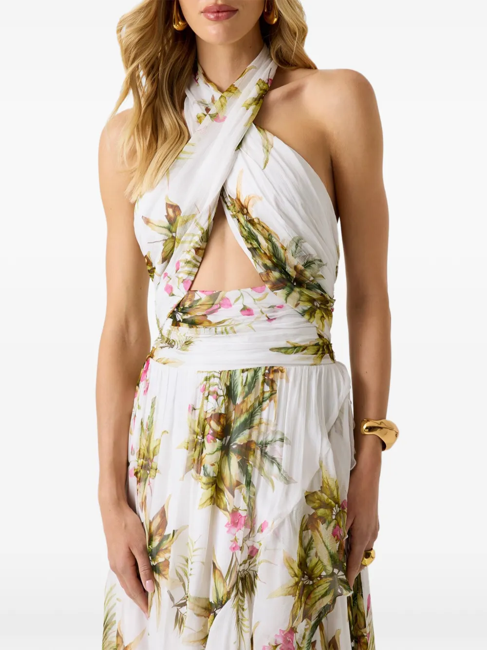 GUESS USA robe longue Marciano à fleurs - Blanc