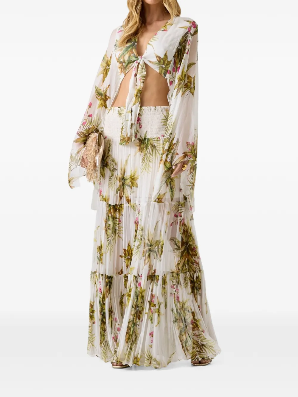 GUESS USA Gonna lunga Marciano a fiori - Bianco