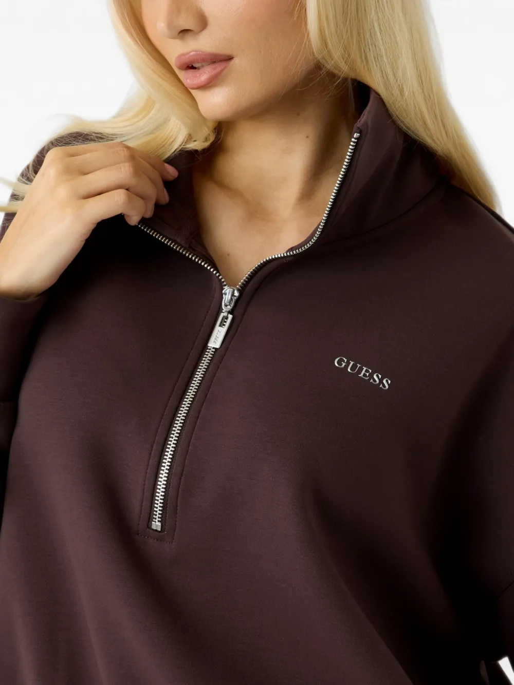 GUESS USA Sweater met logoprint Bruin