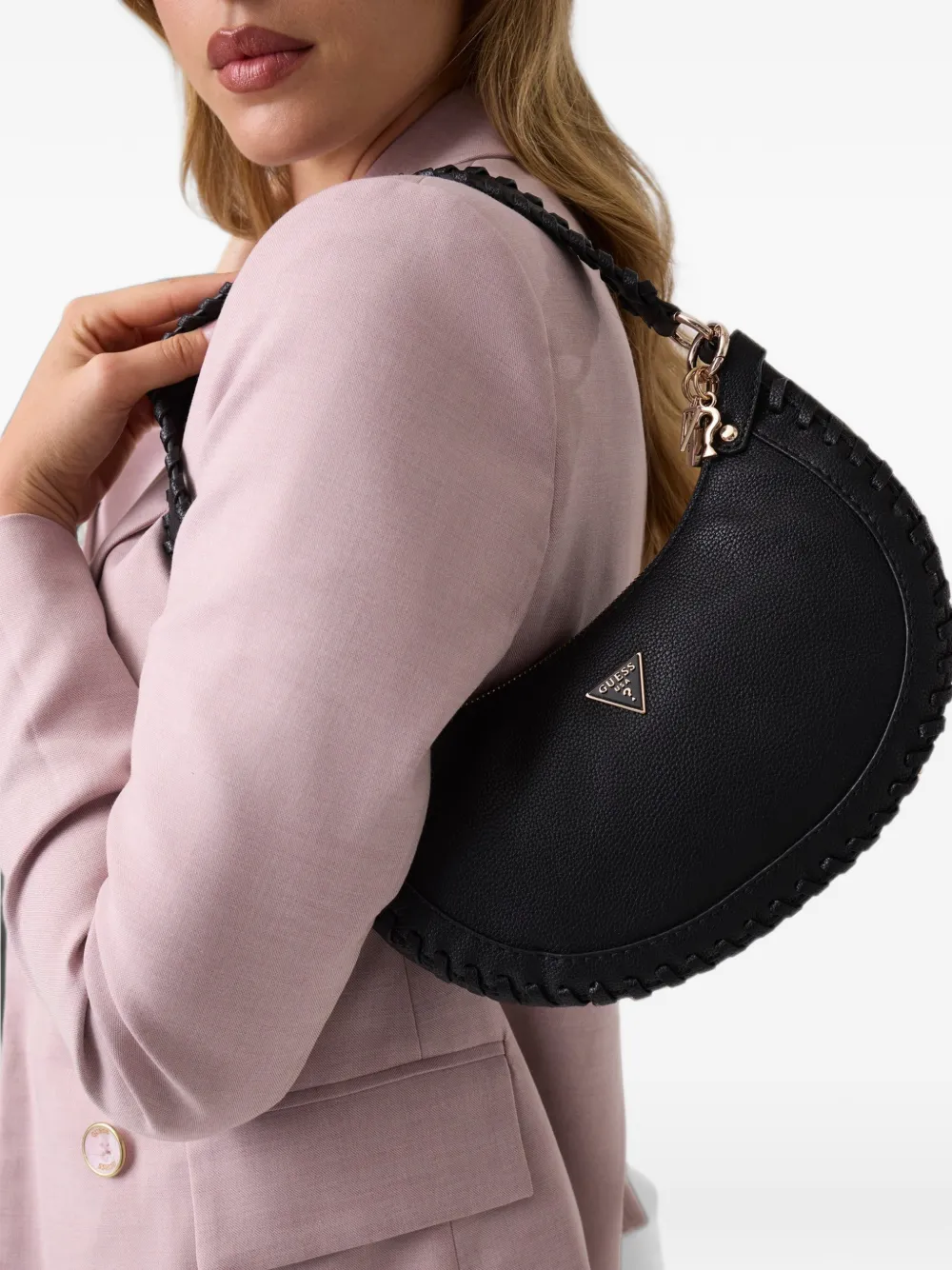 GUESS USA Petra schoudertas met stiksels Zwart