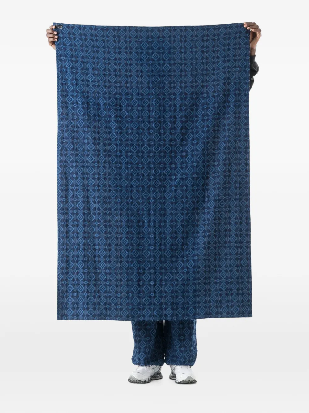 Maharishi Komon Aizome sjaal met geometrisch patroon Blauw