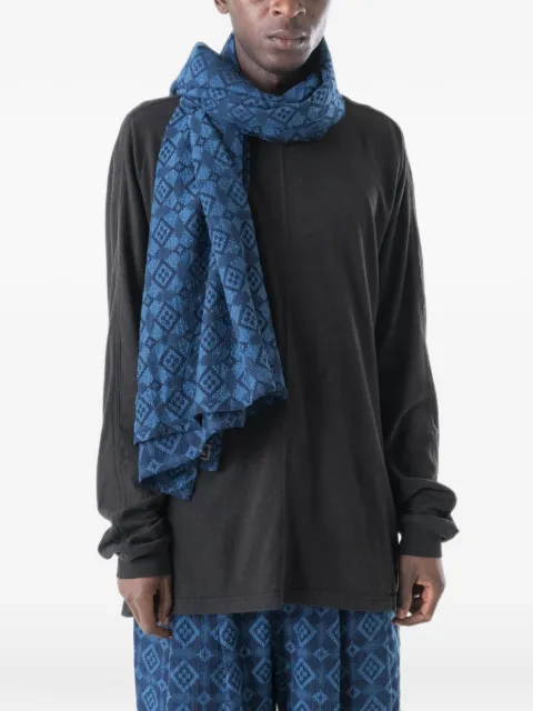 Maharishi Komon Aizome geometric-pattern scarf