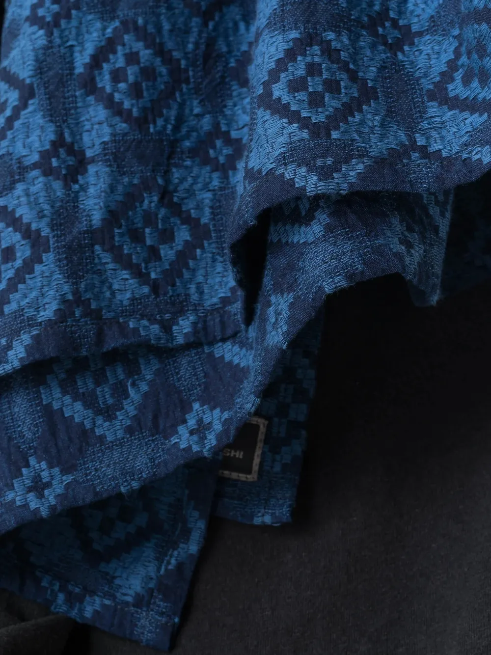 Maharishi Komon Aizome sjaal met geometrisch patroon Blauw