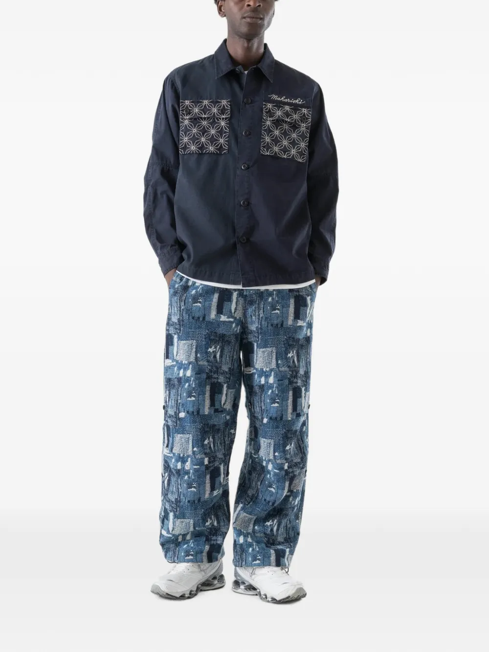 Maharishi Sashiko ripstop overhemd met borduurwerk Blauw