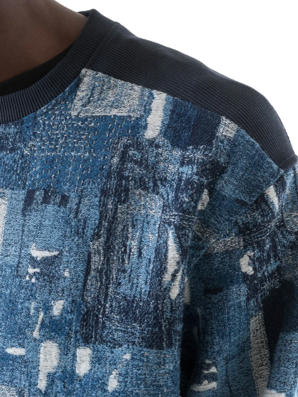 Maharishi Mahaboro sweater met patchwork en lange mouwen Blauw