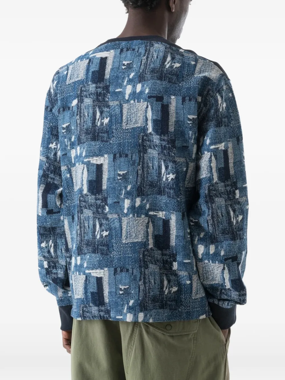 Maharishi Mahaboro sweater met patchwork en lange mouwen Blauw