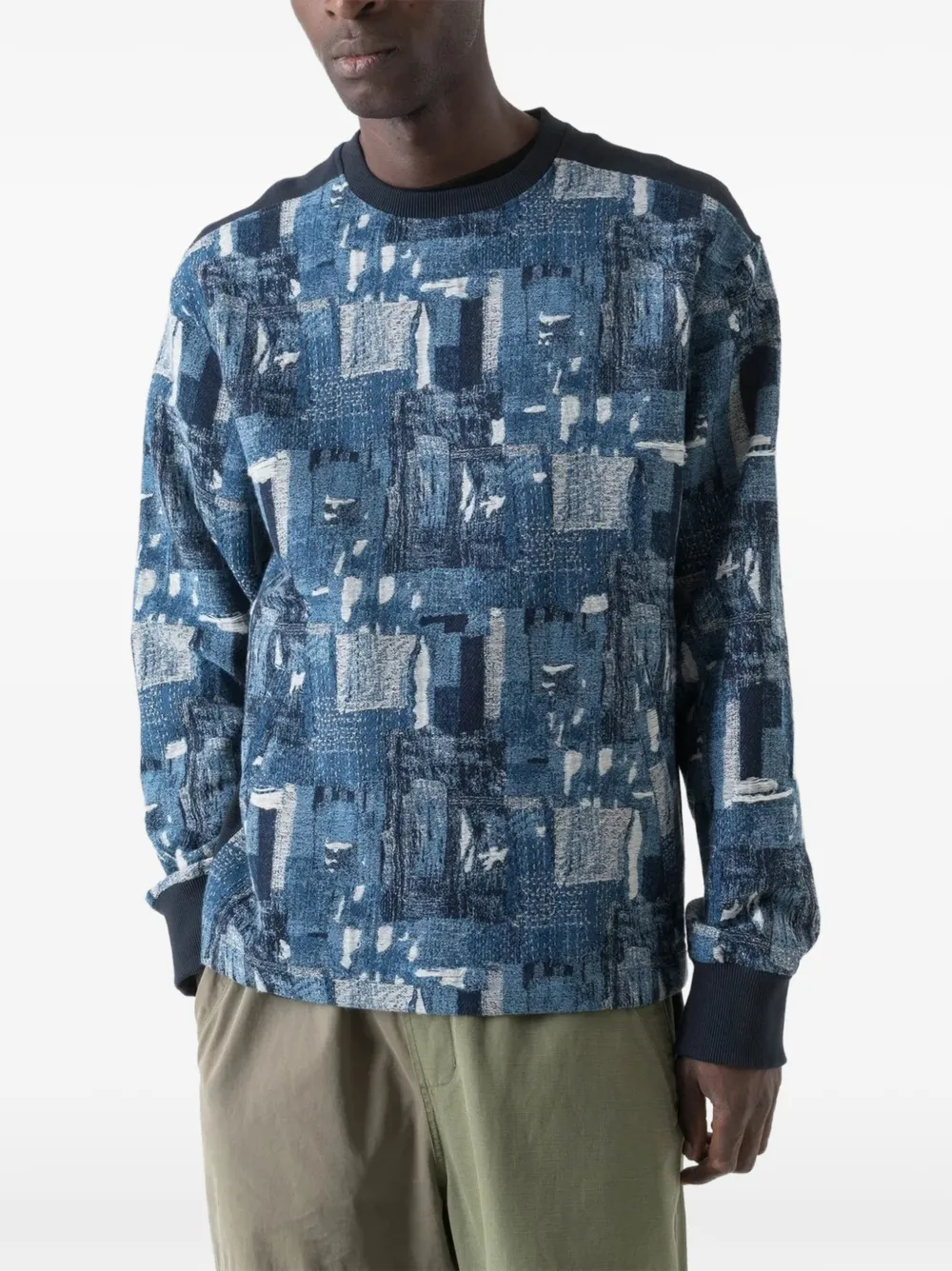 Maharishi Mahaboro sweater met patchwork en lange mouwen Blauw