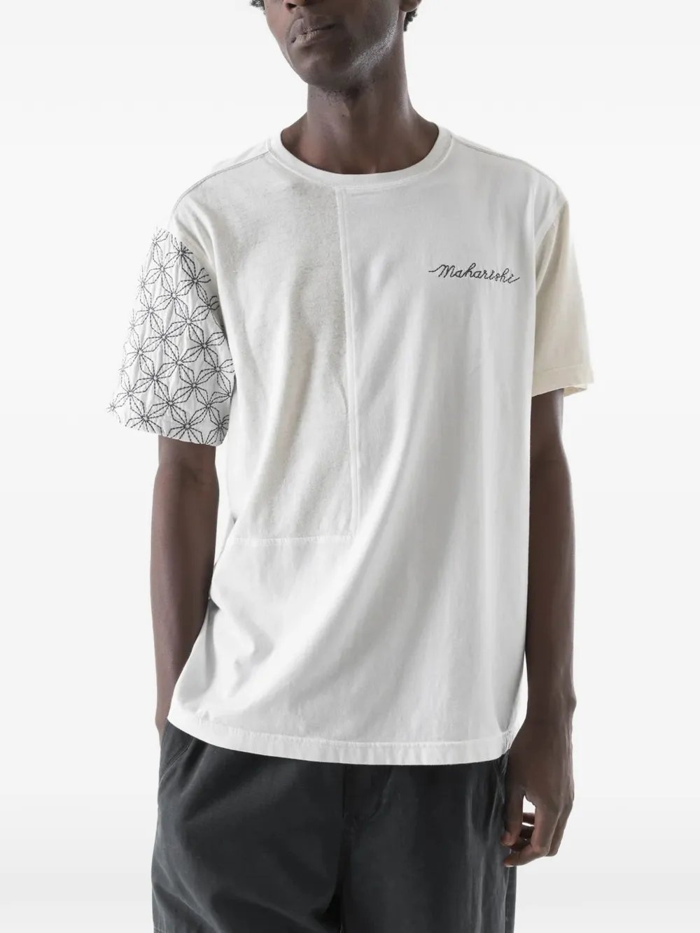 Maharishi Sashiko T-shirt met geborduurd patchwork Wit