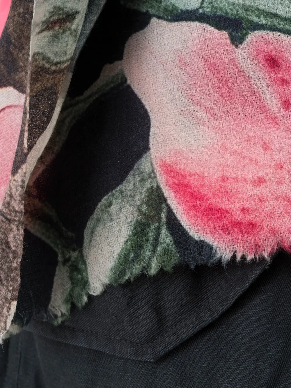 Maharishi Sjaal met bloemenprint en franje Blauw