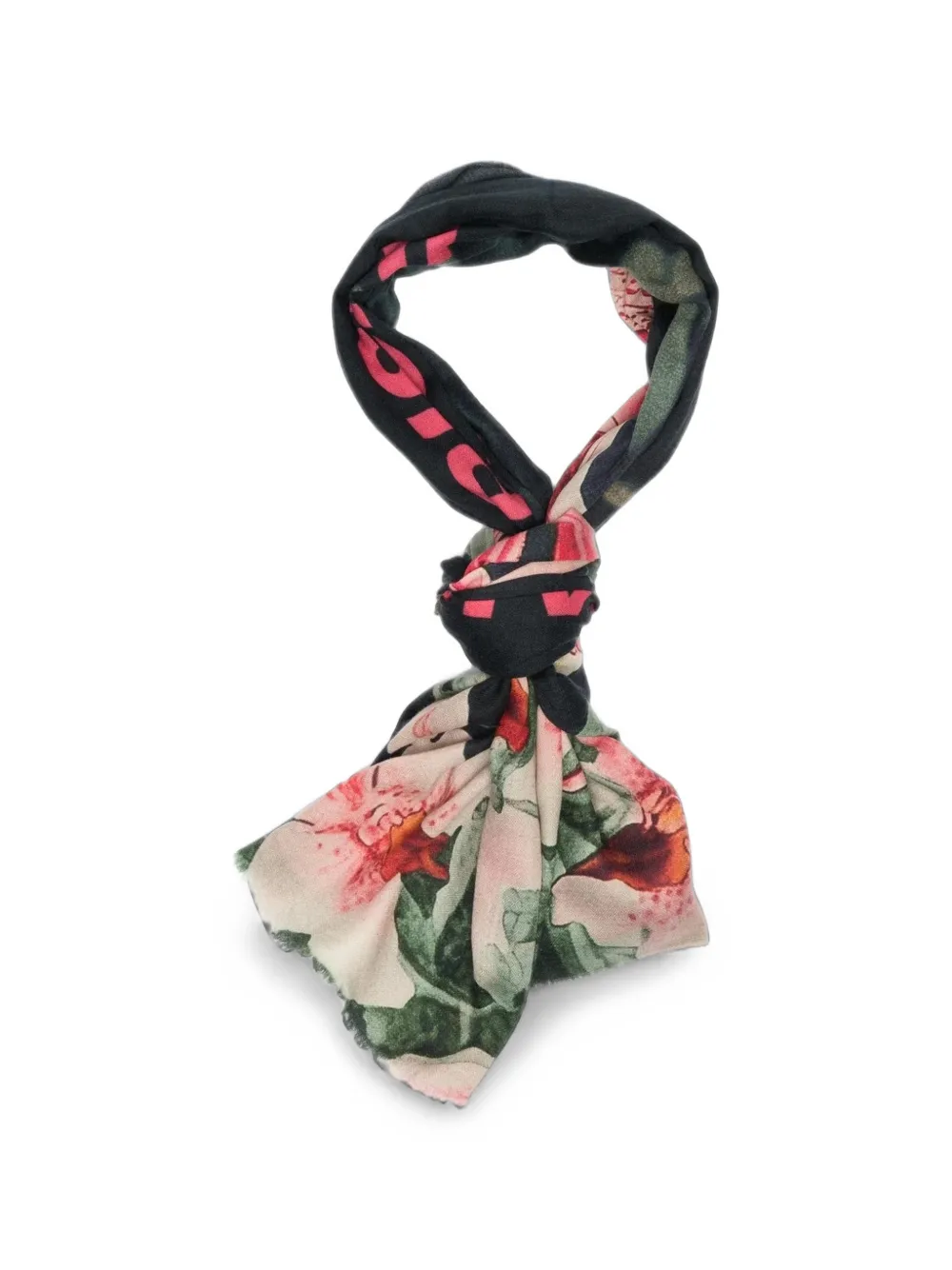 Maharishi Floral-print Fringed Scarf In Blau