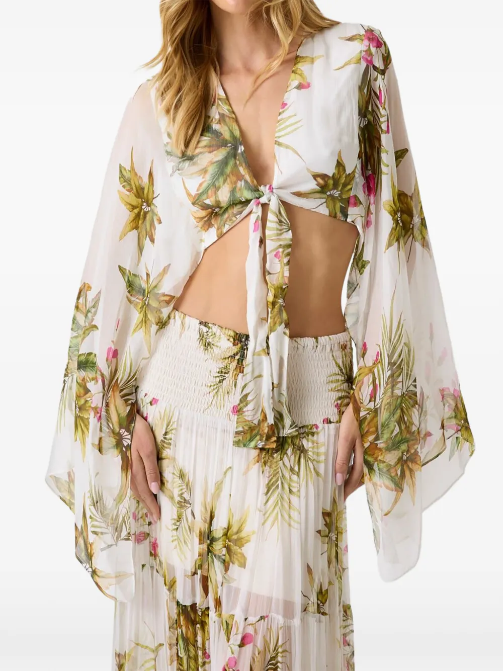 GUESS USA Marciano floral-print tie-front top