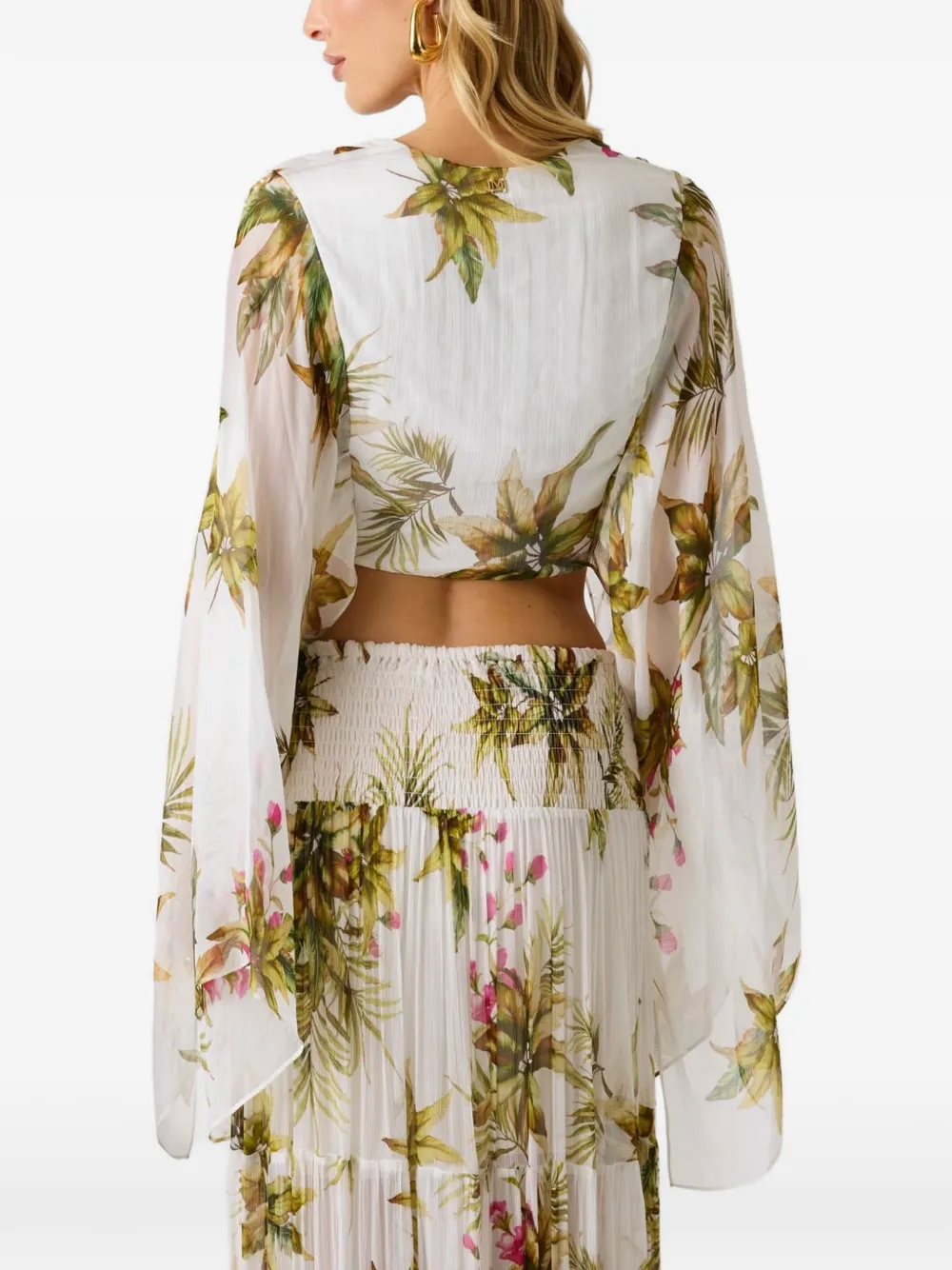 GUESS USA Marciano top met bloemenprint en gestrikte voorkant Wit
