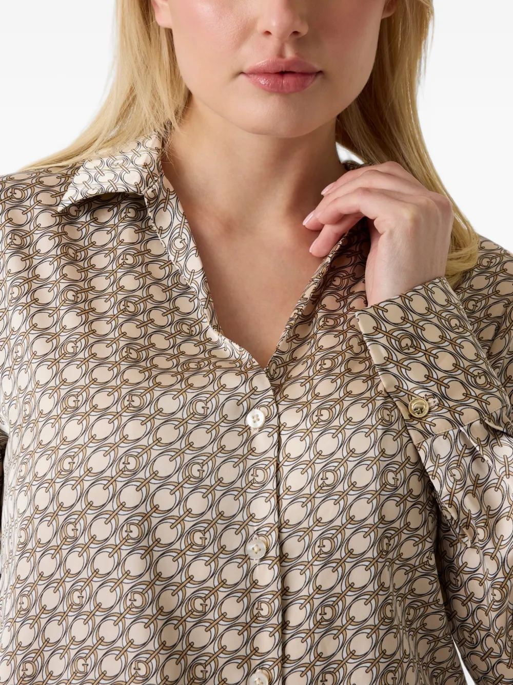 GUESS USA Blouse met geometrische print Beige