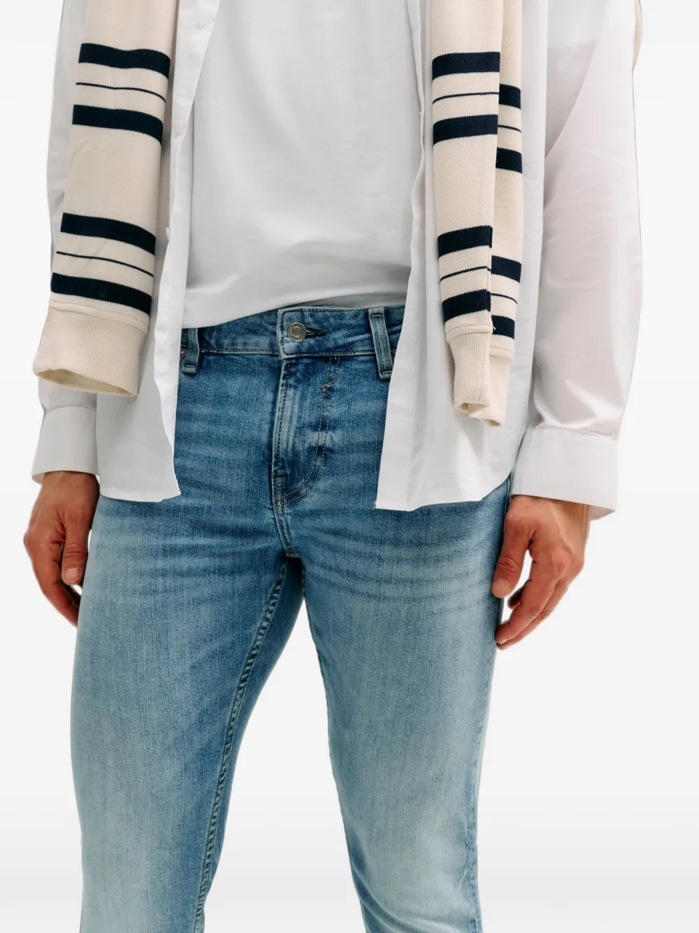 GUESS USA Miami skinny jeans met logoplakkaat Blauw