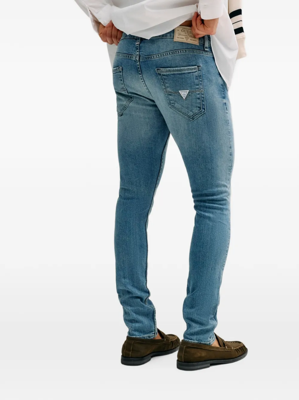 GUESS USA Miami skinny jeans met logoplakkaat Blauw