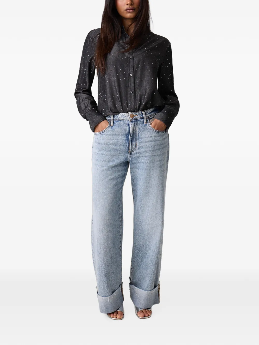 GUESS USA Blouse met studs Zwart