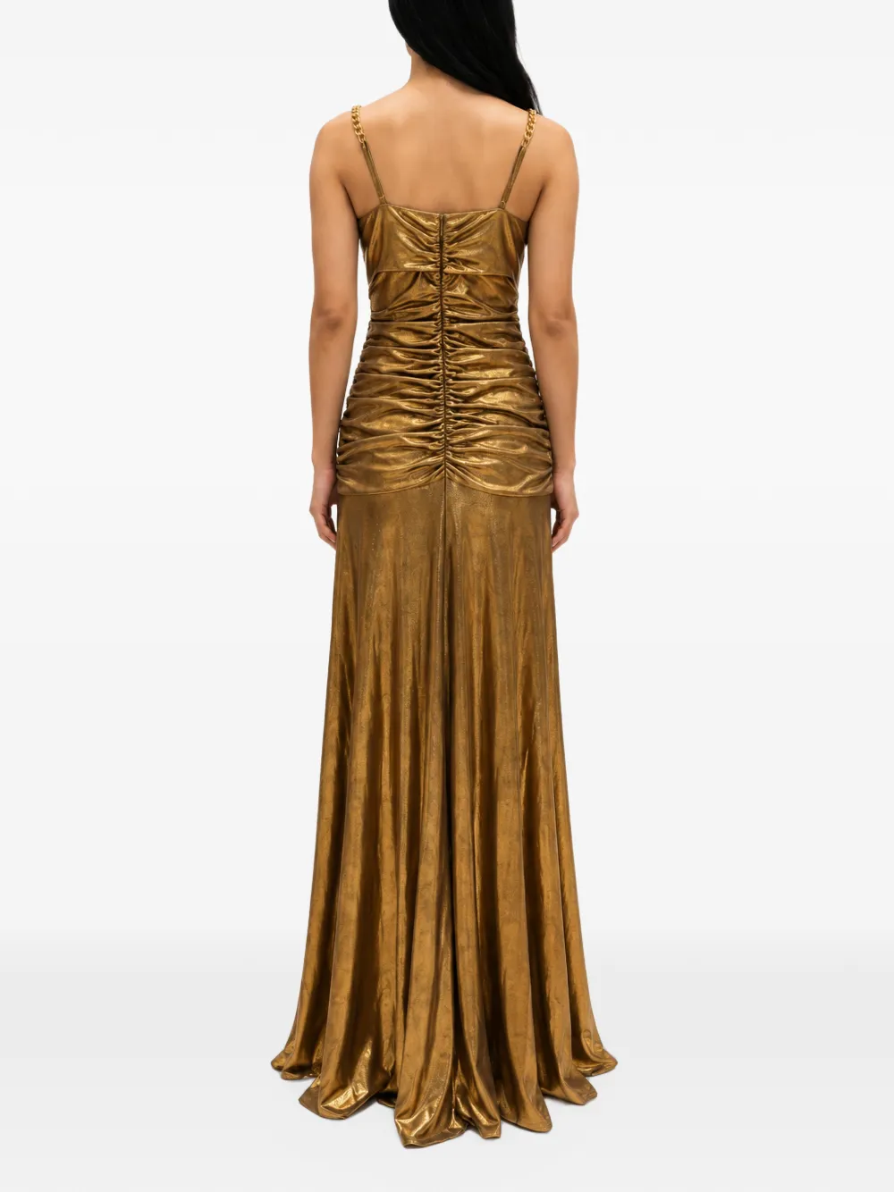 GUESS USA metallic ruched gown Goud