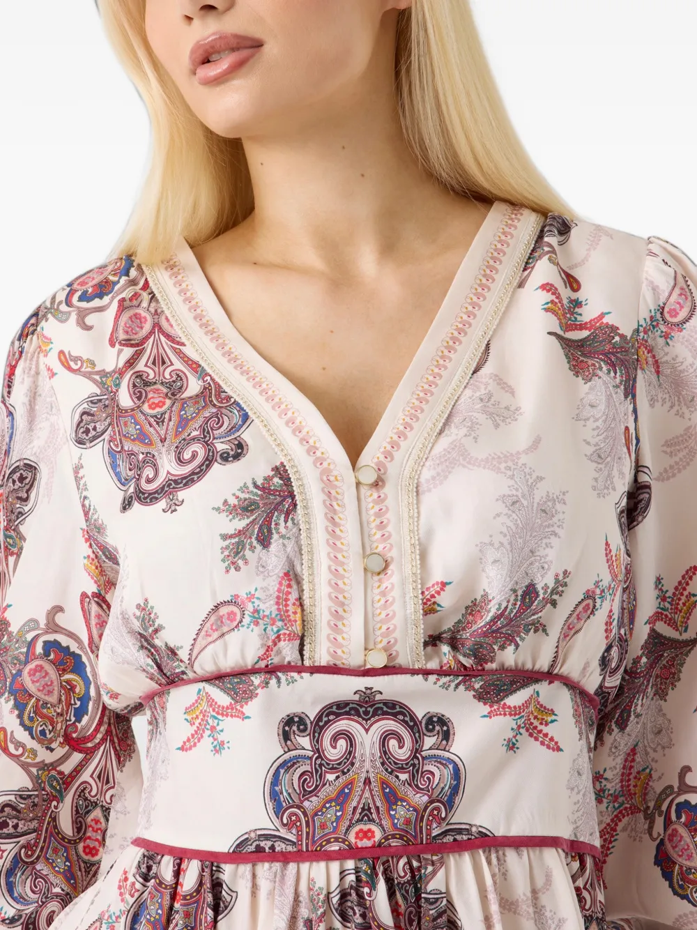 GUESS USA Catherine flared mini-jurk met paisley-print Roze
