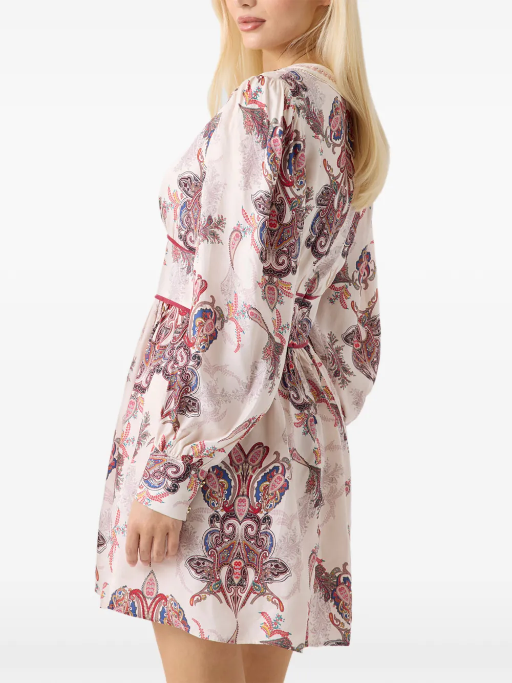 GUESS USA Catherine flared mini-jurk met paisley-print Roze