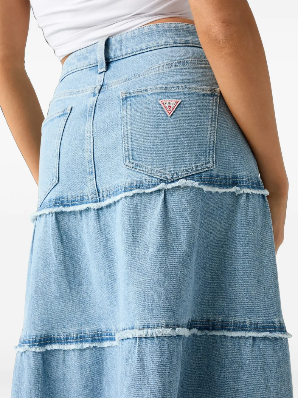 GUESS USA Gelaagde gerafelde midi-rok Blauw