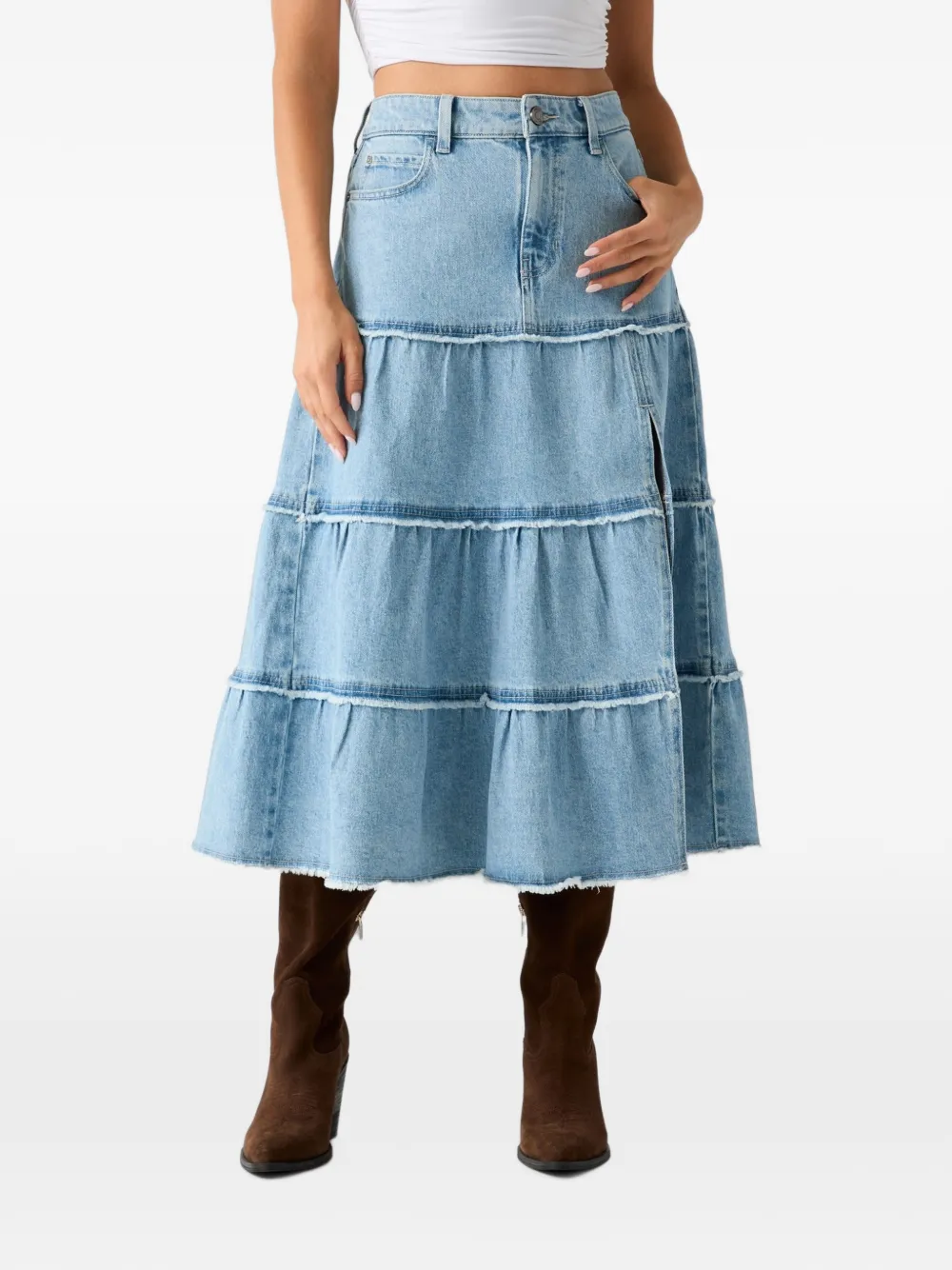 GUESS USA Gestufter Midirock - Blau