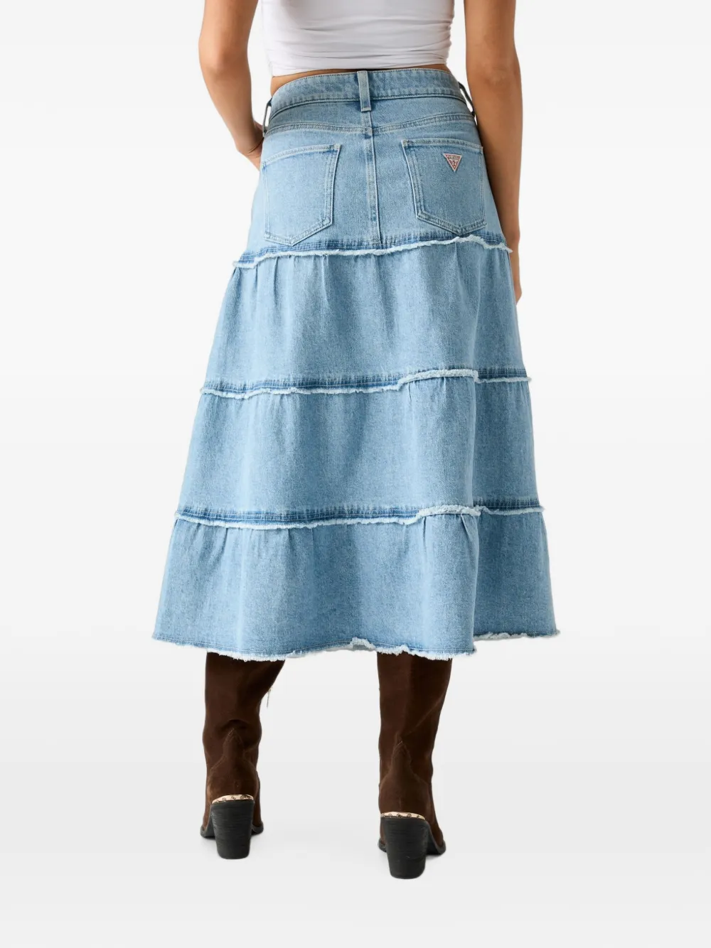 GUESS USA Gelaagde gerafelde midi-rok Blauw