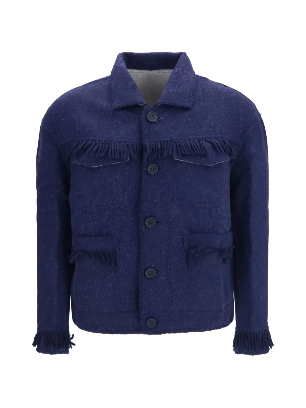 Baziszt Vedu fringe-trimmed reversible jacket - Grigio