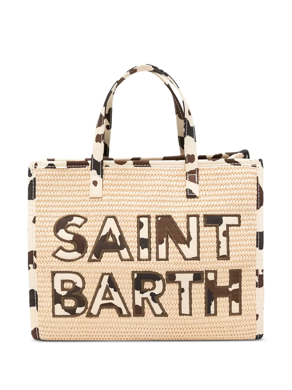 Mc2 Saint Barth Saint Barth Cow-print Beach Bag In Nude