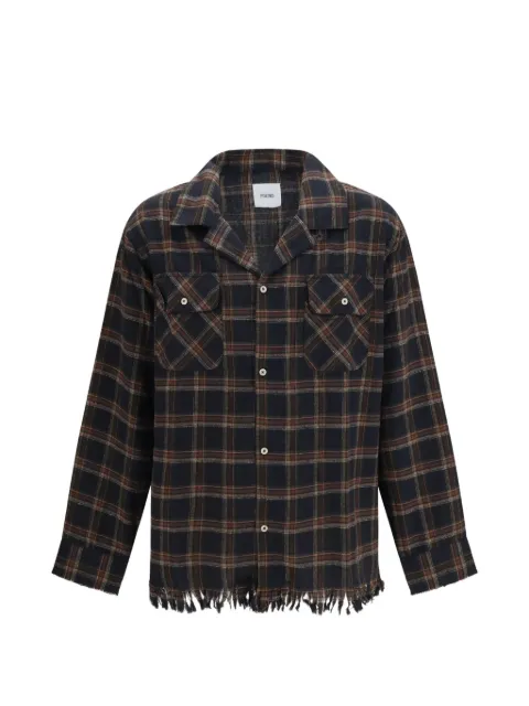 FOUND raw-cut fringe plaid shirt