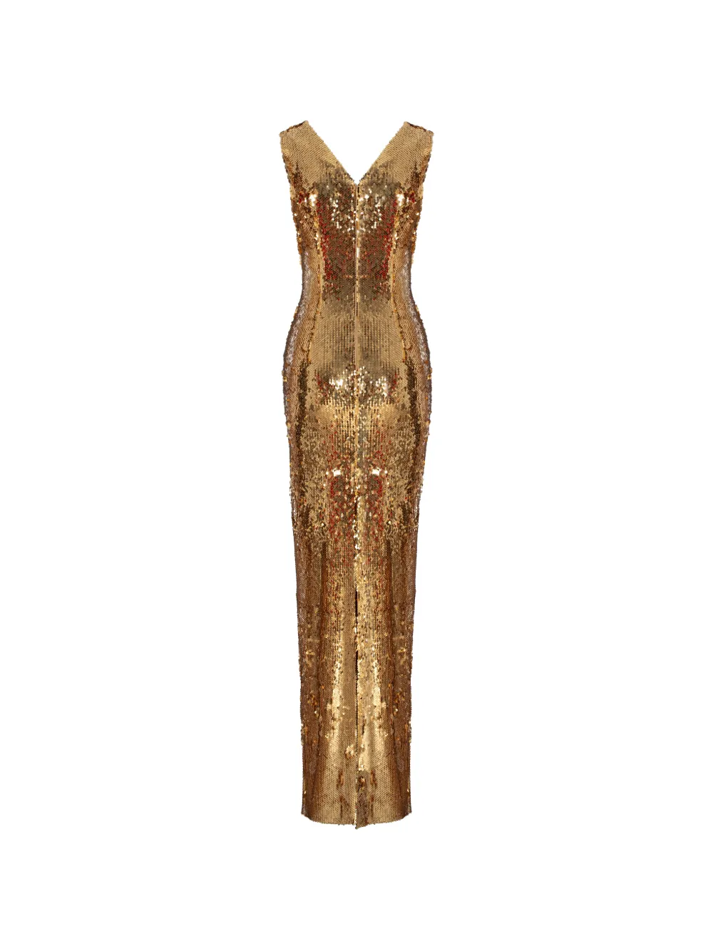 V:PM ATELIER Moore sequin-embellished cowl-neck maxi dress Goud