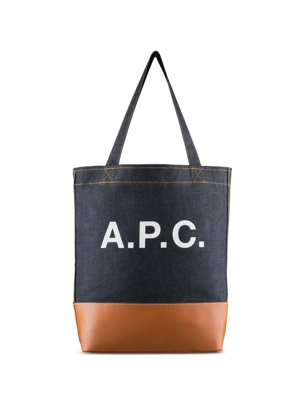 A.p.c. Axel Logo-printed Leather-trimmed Tote Bag In Blue