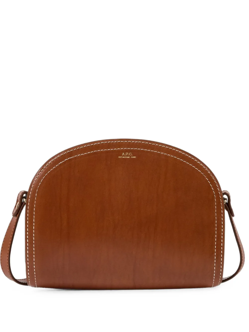 A.P.C. Demi-Lune topstitched leather shoulder bag
