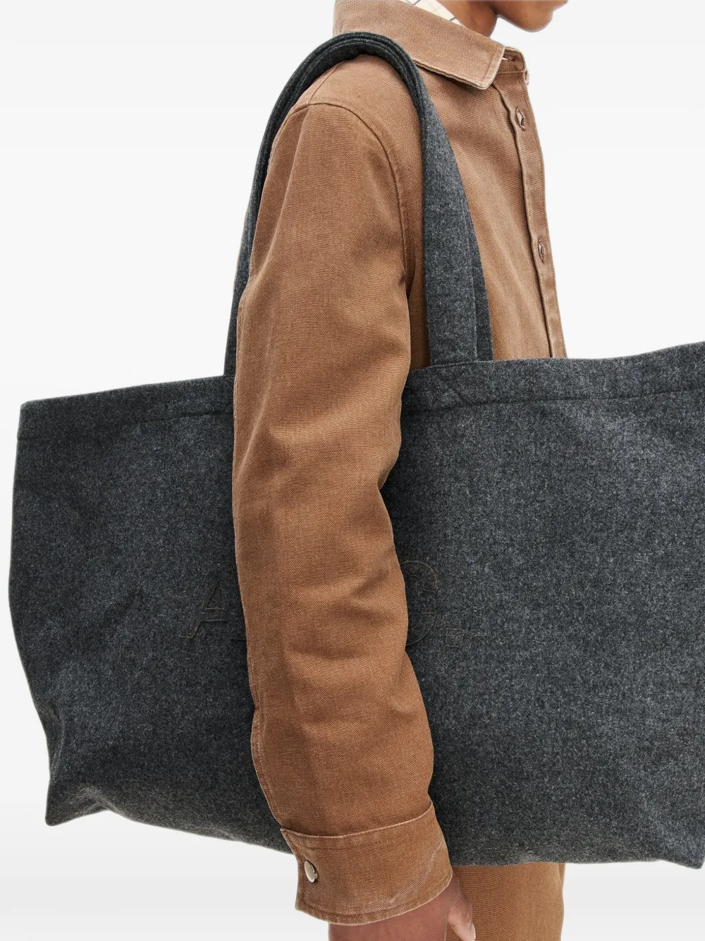 A.P.C. Trapèze logo-embroidered shoulder bag - Grigio