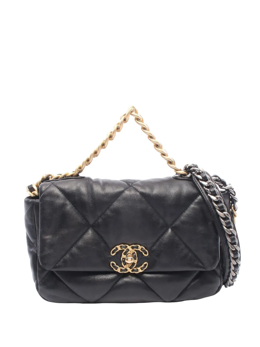 CHANEL Pre-Owned 2021-2026 Medium Lambskin 19 Flap satchel - Nero